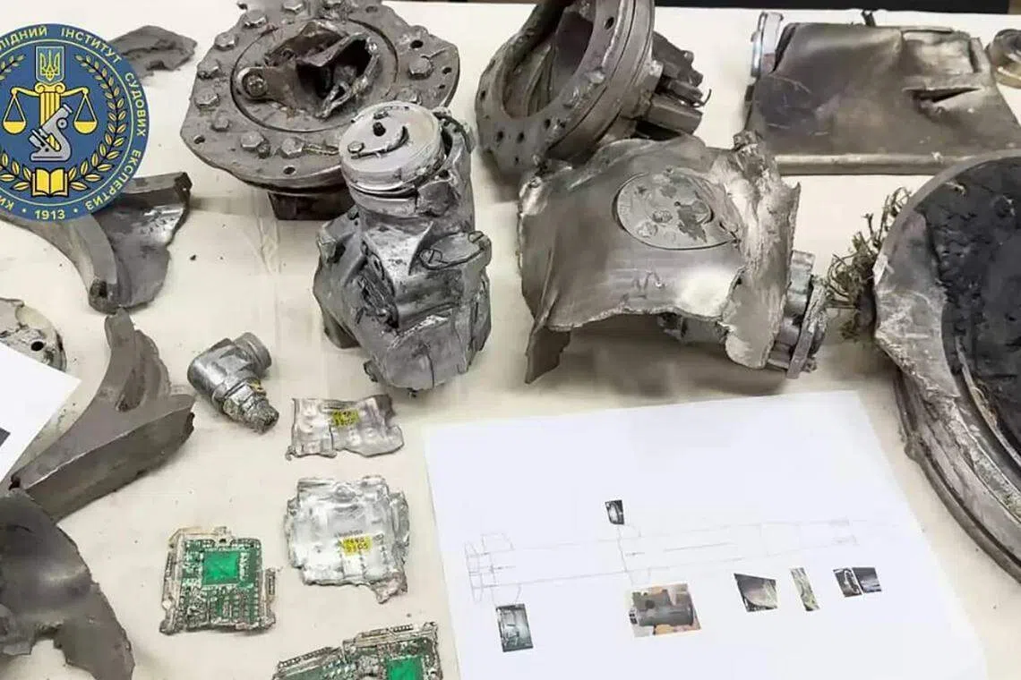 基辅鉴识科学研究所指俄罗斯本月7日向乌克兰发动攻击留下的飞弹碎片相信源自锆石（Zircon）高超音速导弹。（基辅鉴识科学研究所视频截图）