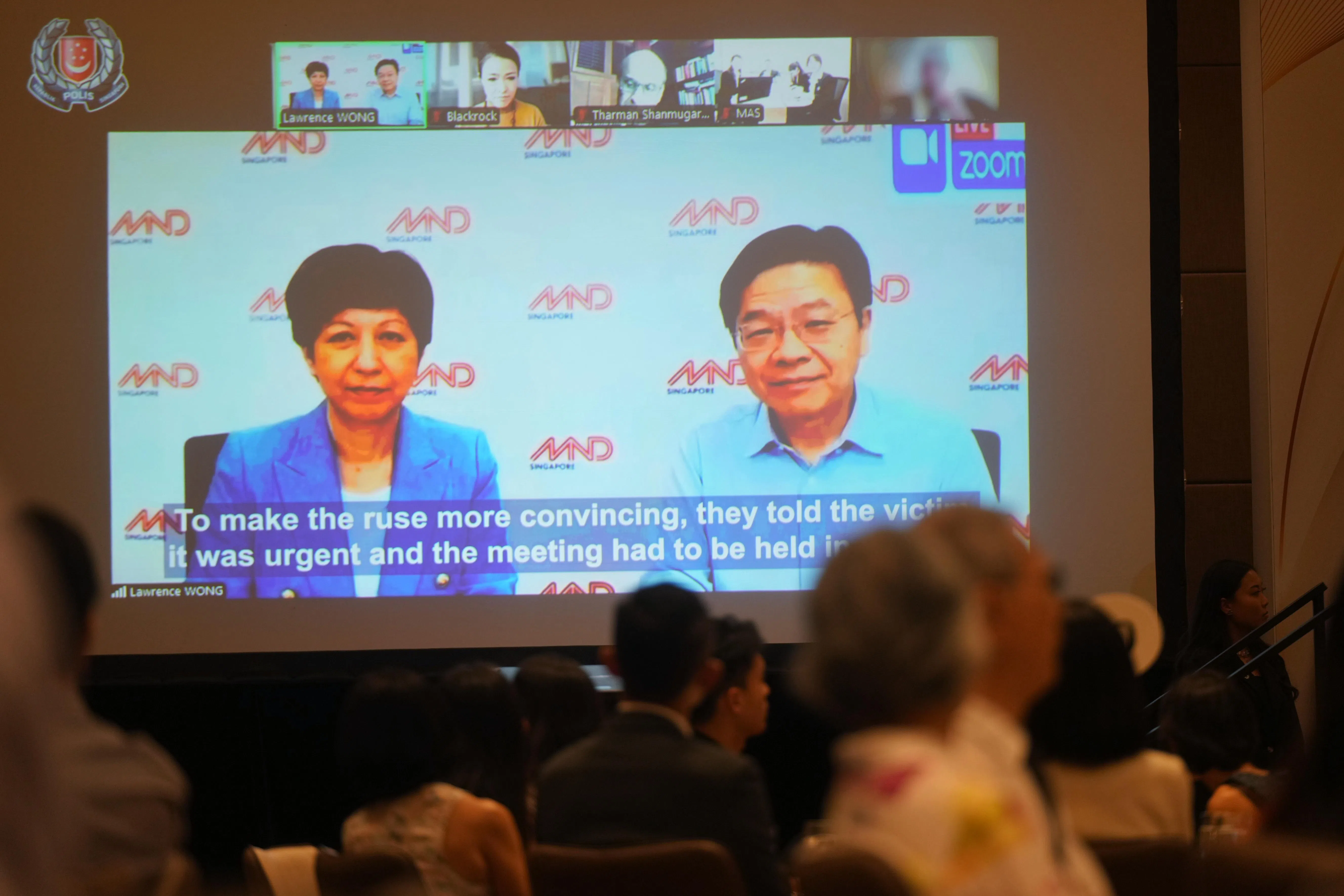尚穆根指出，AI深伪与虚假信息迅速泛滥，近期出现了假冒政府官员的深伪骗局，包括假冒总理黄循财与总理公署部长兼财政部及国家发展部第二部长英兰妮的深伪骗局。（谢智扬摄）