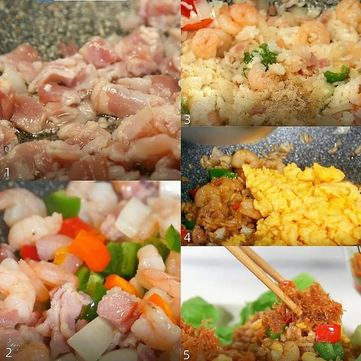 新春开运珍珠饭烹饪步骤。（视频截图）