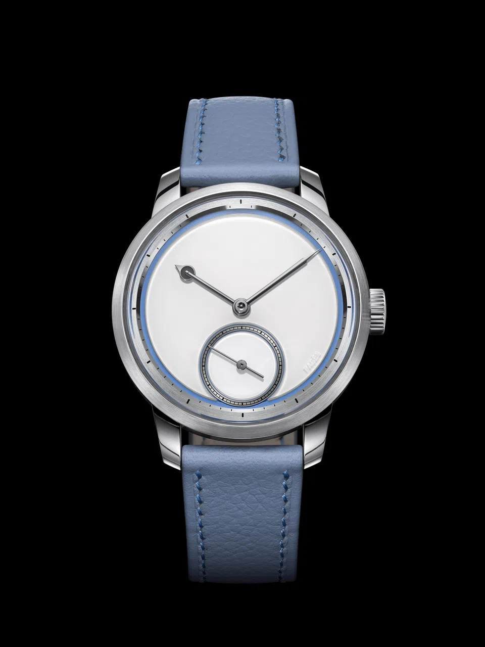 Pagès RP2腕表，深邃蔚蓝基底与白色玛瑙表盘形成温润对比。（GPHG提供）