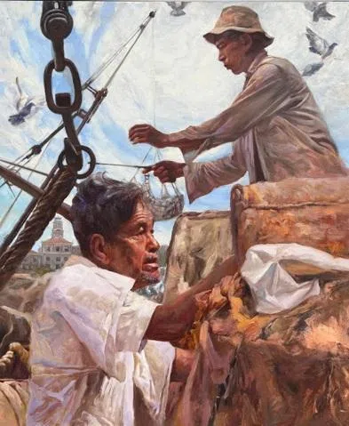 范少华油画《阿公》（2024）。（画廊提供）