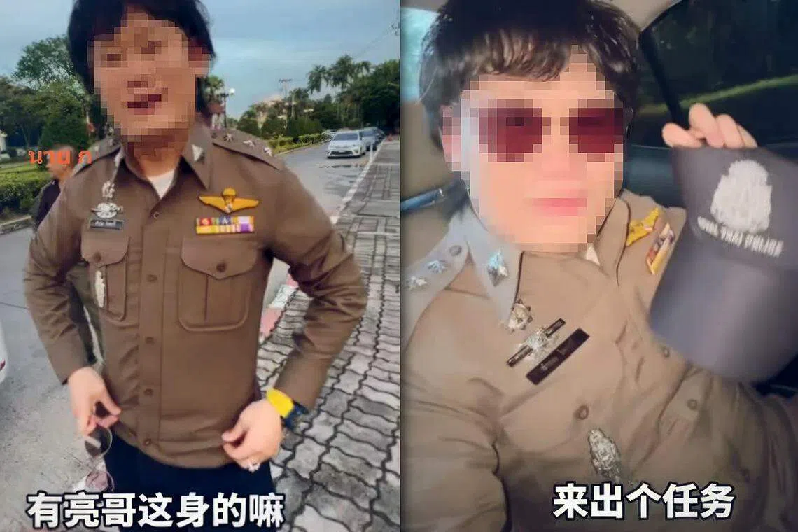 泰国警方正在调查网上流传的一段视频。视频中，自称“亮哥”的游客戴着墨镜，穿着泰国警察制服，还有一名警员为他开车门。（民族报）