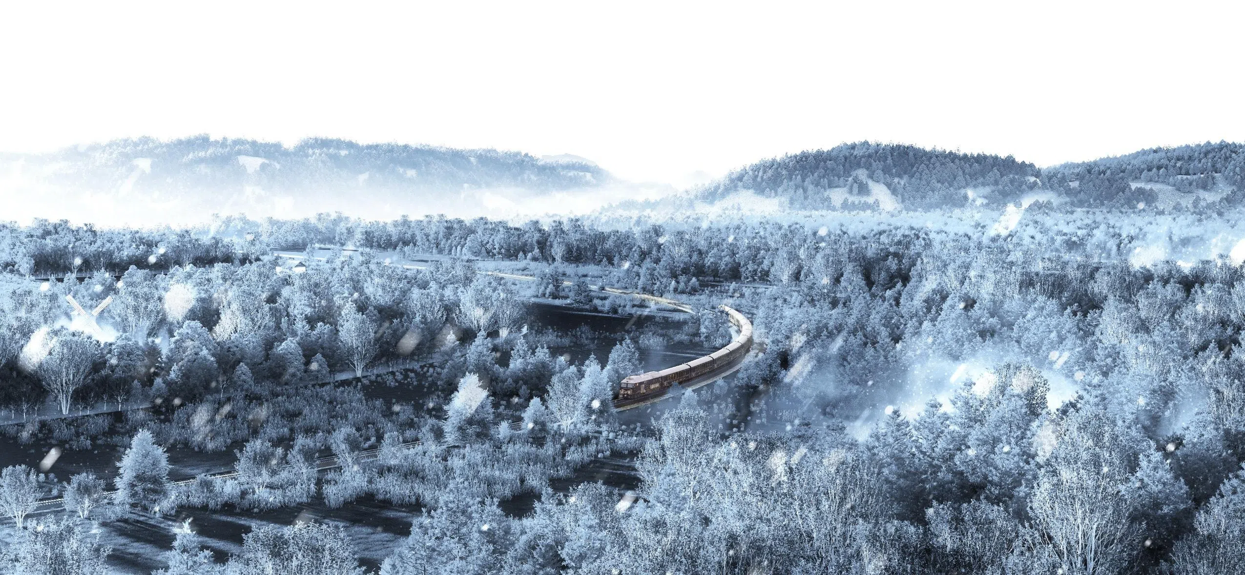 伊春号列车在哈尔滨、雪乡、牡丹江、镜泊湖等冰雪胜地穿梭。（中欧航旅提供）