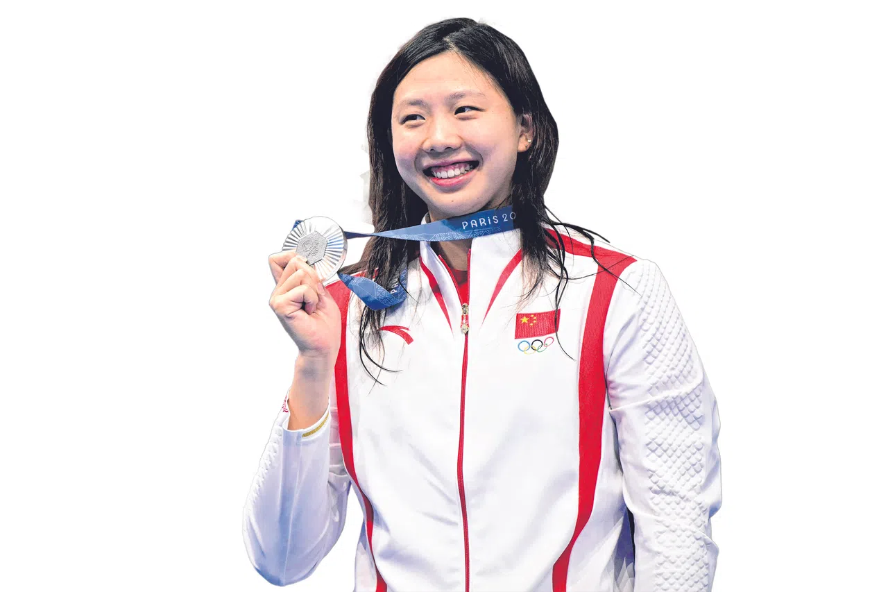 唐钱婷在巴黎奥运会的女子100米蛙泳项目摘得银牌，素有中国“蛙后”之称。（法新社档案照片）