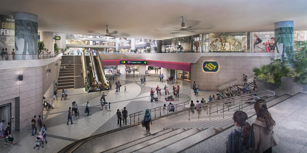 东北线延长线上的榜鹅海岸站原本预计2023年竣工，但因冠病疫情延迟至2024年建成，新地铁站启用后预计可让附近的超过2万8000名上班族及1万2000名学生，以及沿线居民受惠。（陆路交通管理局构想图）