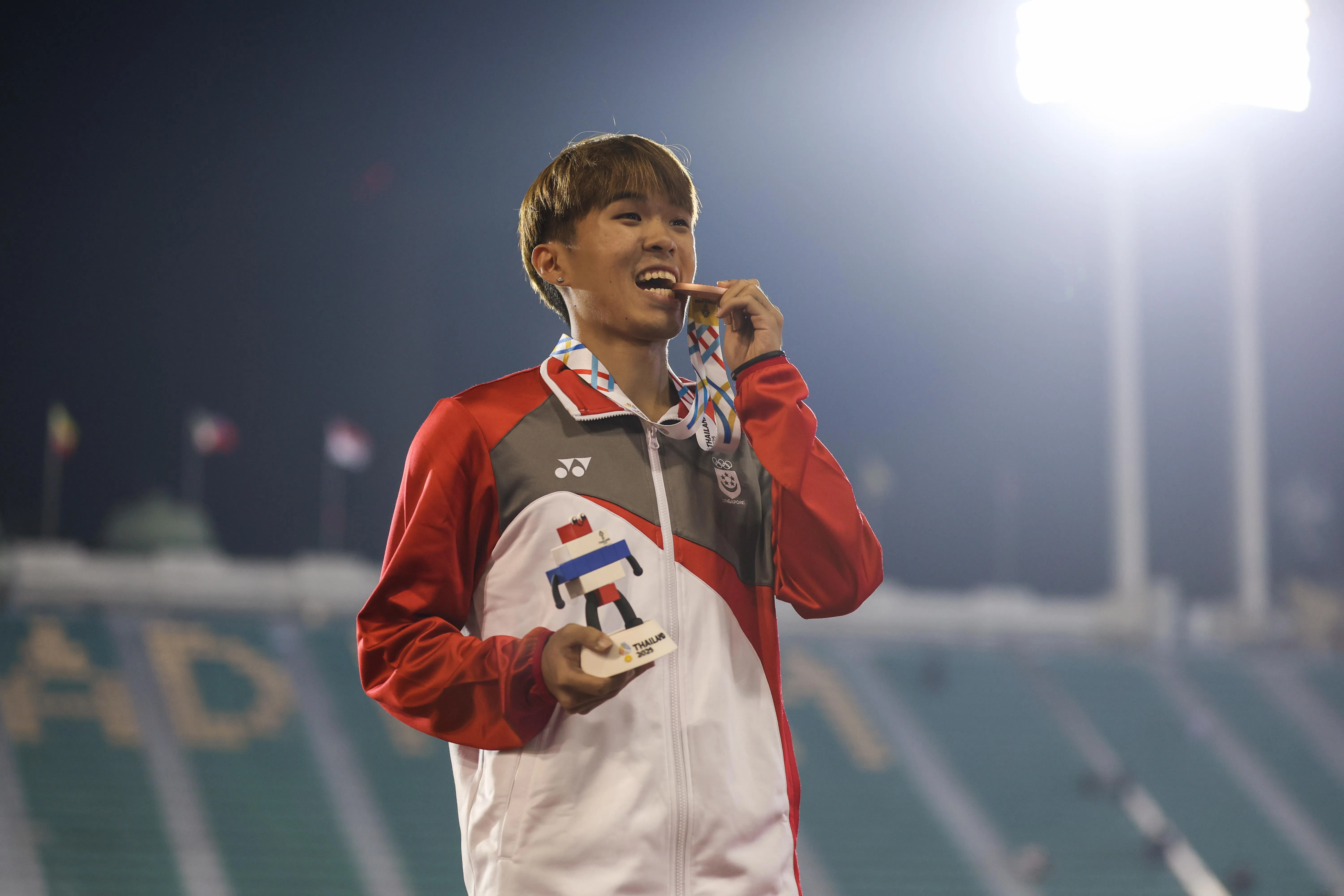 首次出征东运会的李晋毅，为新加坡赢得一面铜牌。（白艳琳摄）