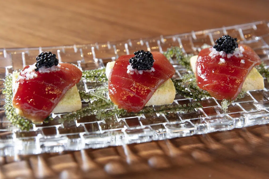 Wakuda餐馆的吞拿鱼菜品。（餐馆提供）