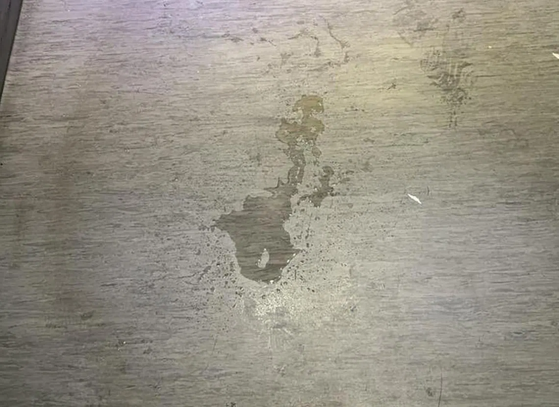 郑倾安提供照片，怀疑有人在电梯内撒尿。（读者提供）
