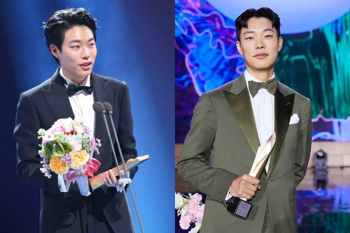 柳俊烈在2016年获得百想艺术大赏电视类最佳新人（左图），2023年获封影帝（右图）。（互联网、柳俊烈IG）