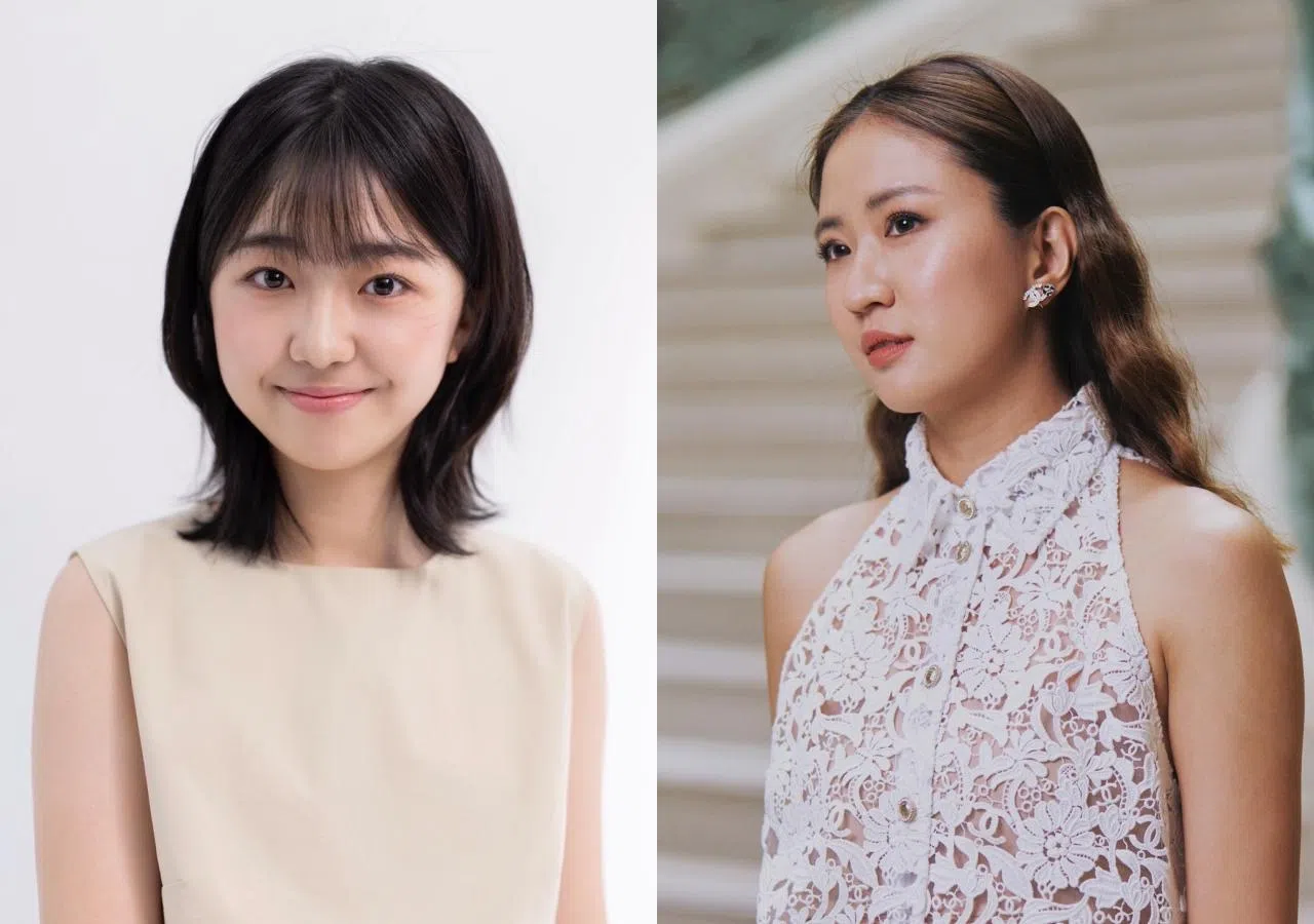 《女孩》两位女主角白小樱（左）和9m88将来新，并和导演舒淇一同走红毯。（新加坡国际电影节提供）