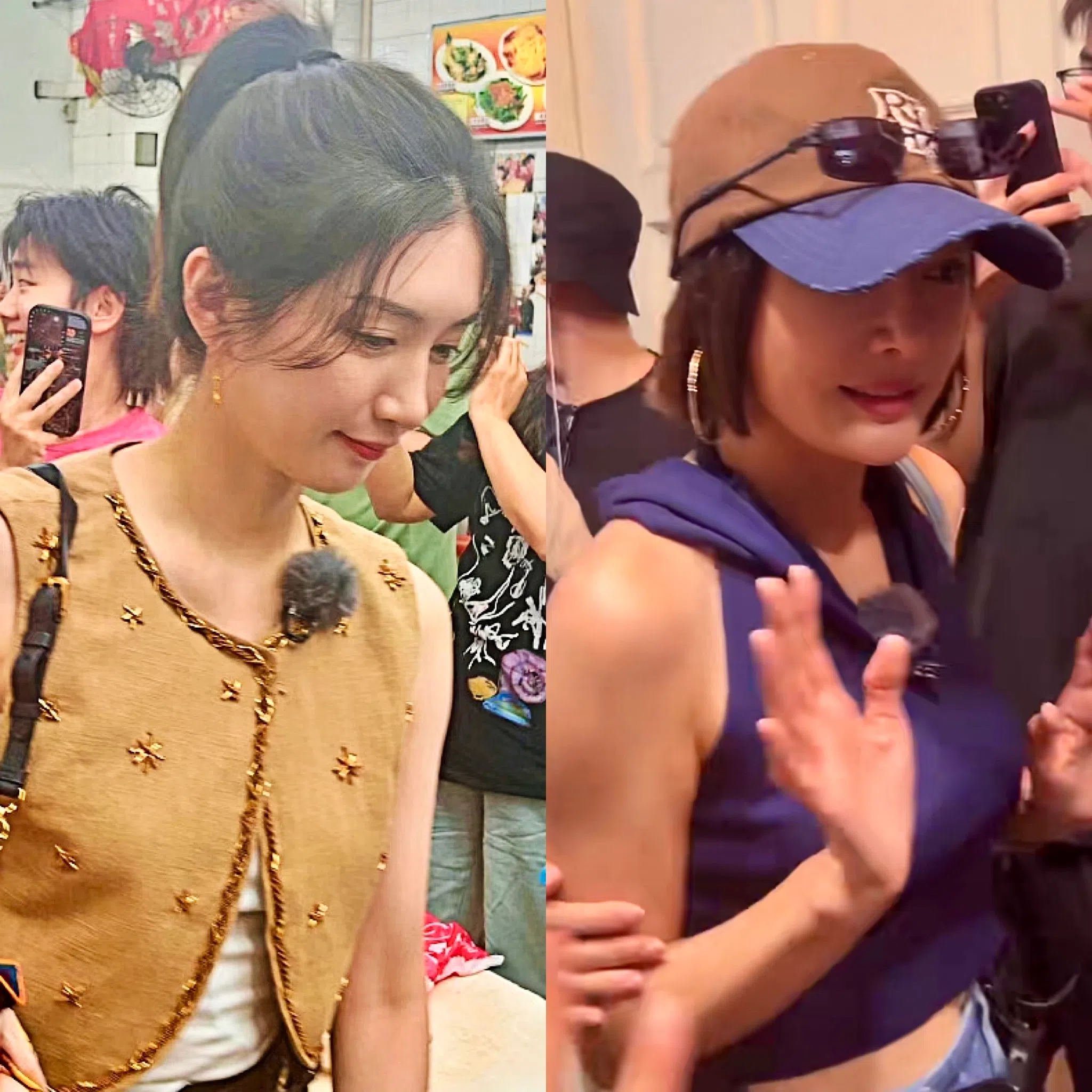 江疏影（左）和秦岚抵新后全程心情不错。（张小南ZN、小西瓜小红书截图）