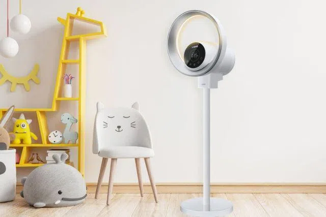 vvave Nimbus无叶电风扇集空气净化和环境照明等功能于一体。（商家提供）