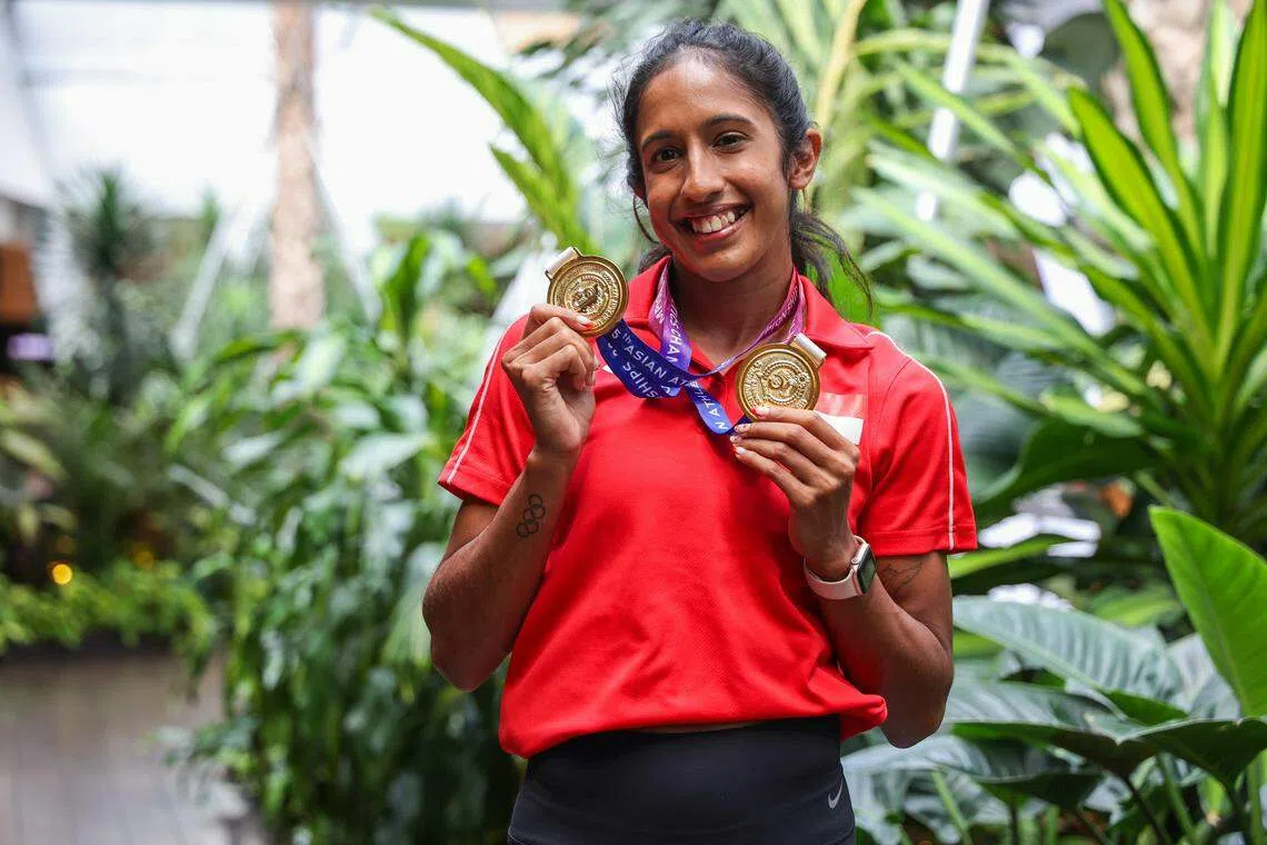 珊蒂从曼谷田径亚锦赛带回了两枚金牌。（白艳琳摄）