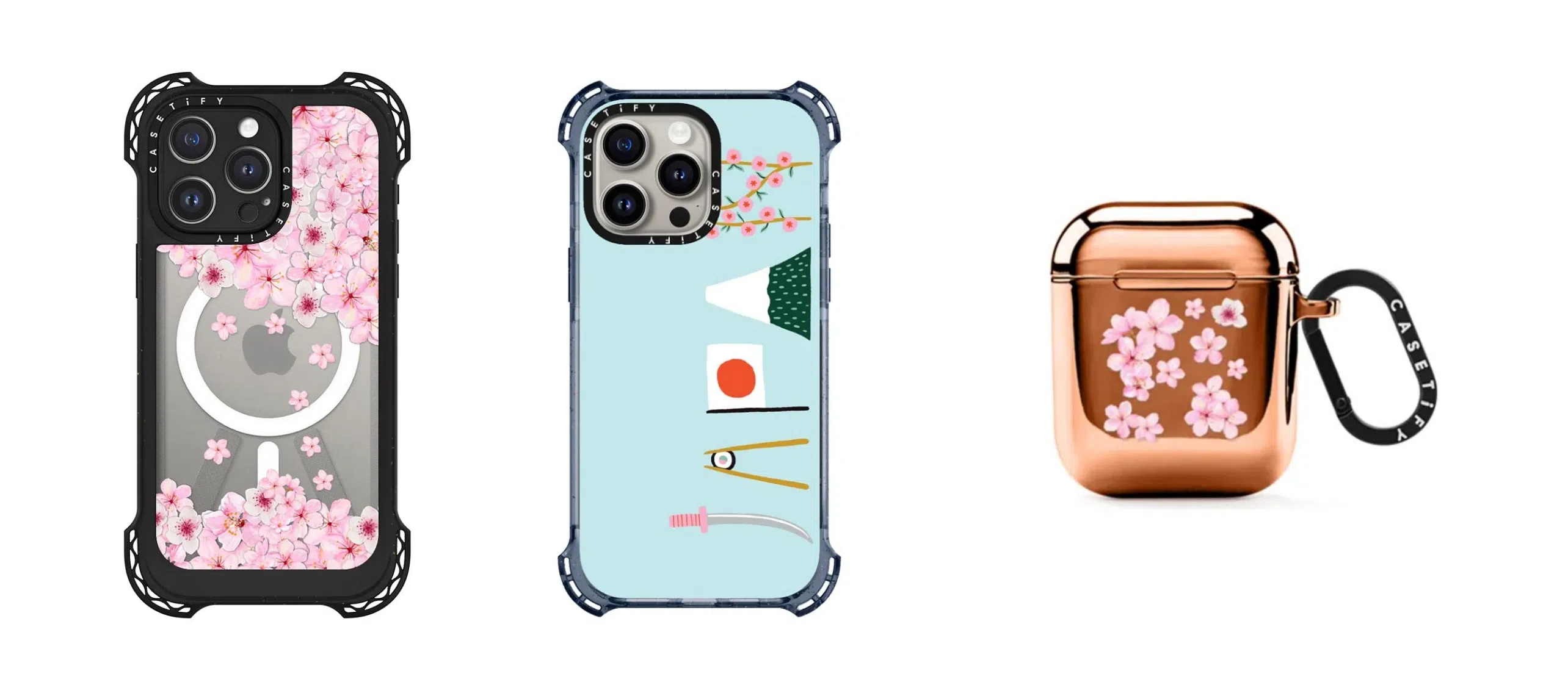 Casetify樱花限定款手机壳、耳机壳。（取自品牌官网）