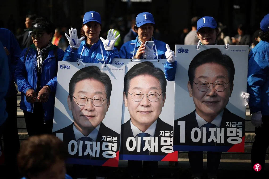 韩国总统选举：李在明支持率突破五成| 联合早报