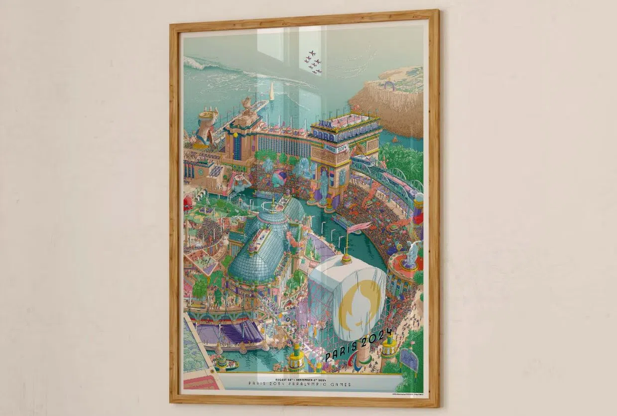 为突出奥运与残奥同等重要，海报可被分为两幅独立作品，这一侧是残奥会海报设计。（取自官网）