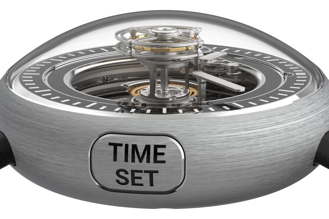 Kross Studio全新KS 05钛黑陨石45毫米腕表，配备陨石表盘。（Kross Studio提供）