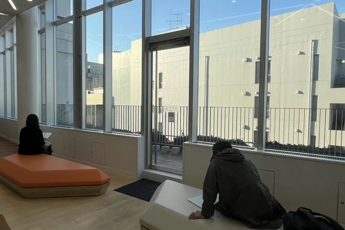 图书馆的一侧采用落地玻璃，采光极佳，阅读显得惬意。（叶孝忠摄）