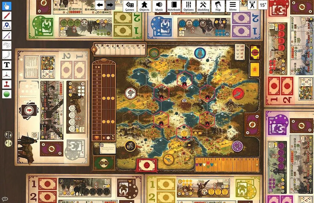 《桌游模拟器》拥有包间系统，可以轻松为朋友打开一个包间，供选择的桌游琳琅满目。（截图）