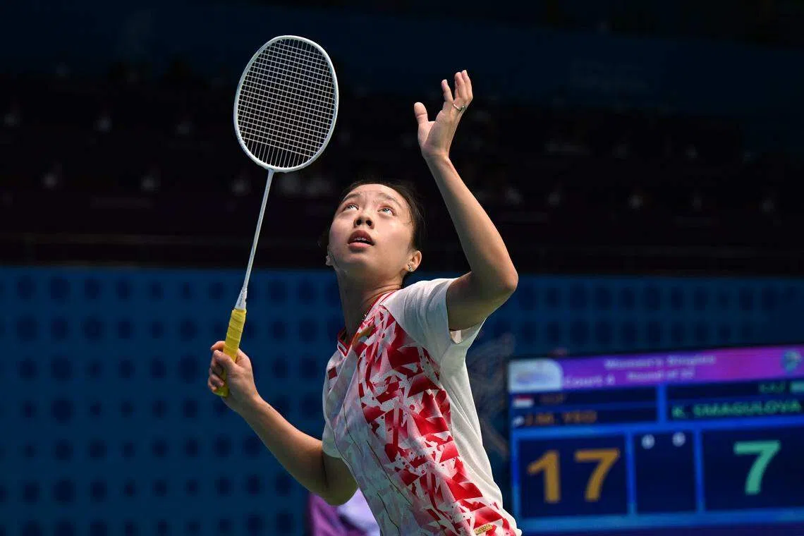 我国羽将杨佳敏横扫对手，晋级女单16强。（新加坡体育理事会提供）