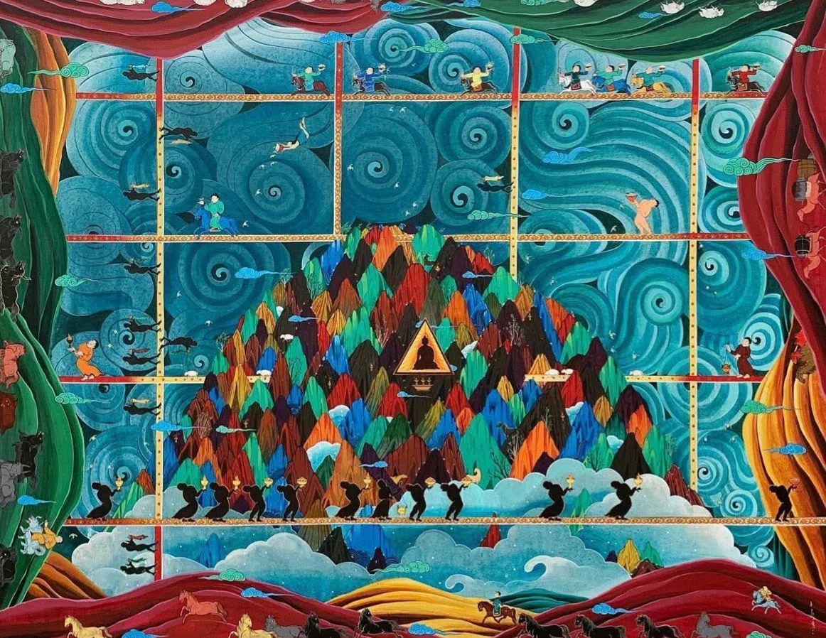 蒙古艺术家Sharav Tamir的油画。（巴音基金会提供）