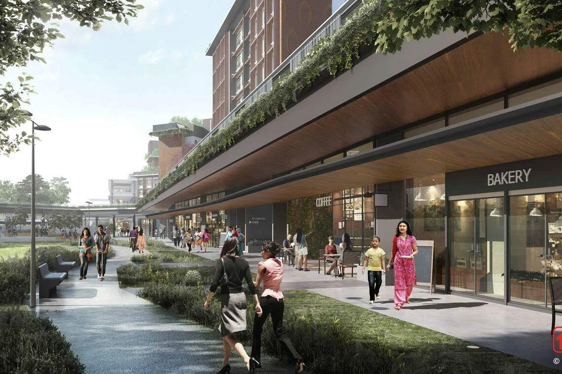 从邻里中心沿着第127A座到126A座而建的零售街，设有14家食肆和零售店，居民日后也可通过这条有盖街道往来裕廊区域线的新地铁站。（建屋局提供）