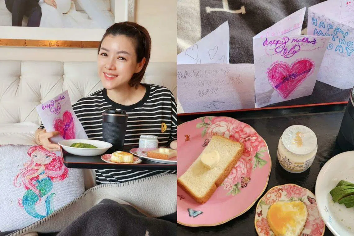 陈茵媺分享孩子们为她准备的母亲节早餐。（取自陈茵媺IG）