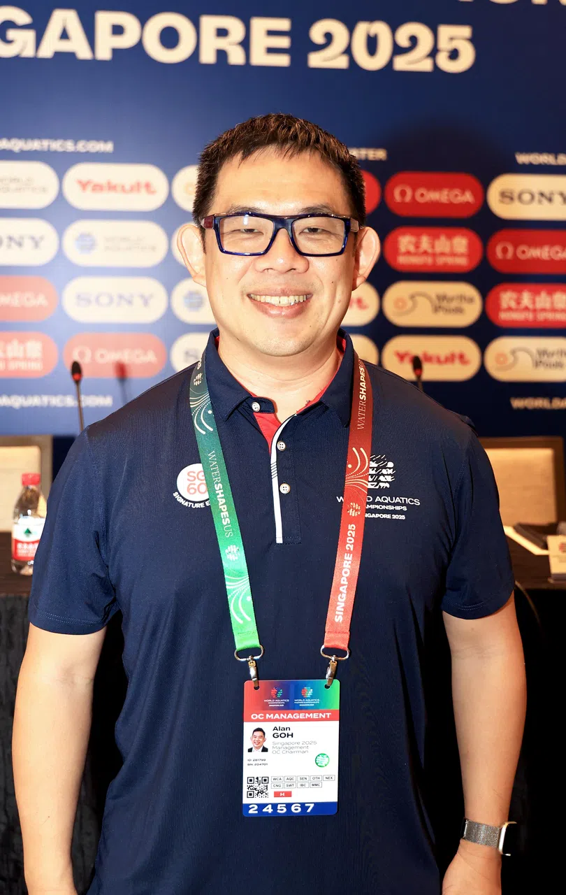 新加坡体育理事会总裁兼赛事联合主席吴钦华透露，临时游泳馆“世锦馆”将被保留一段时间。（周国威摄）