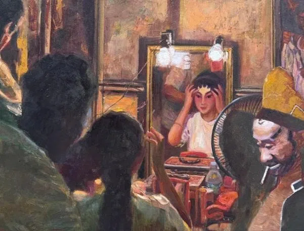 范少华油画《街戏的人生》。（画廊提供）