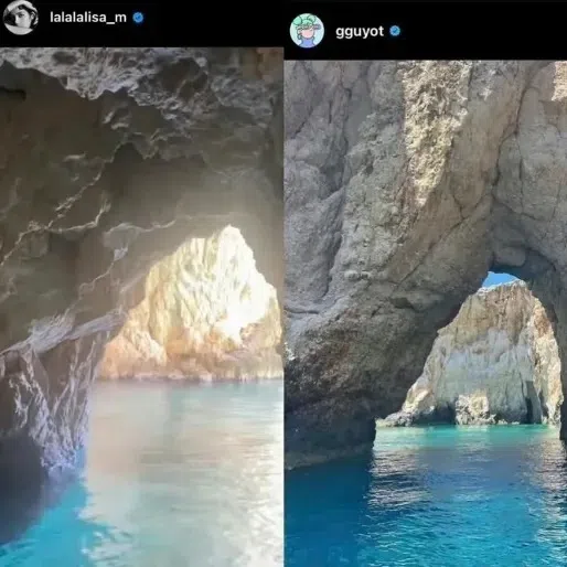 Lisa（左图）与LVMH集团二太子妃Geraldine Guyot（右图）的旅游照看似同个景点。（翻摄Lisa与Geraldine Guyot的IG）