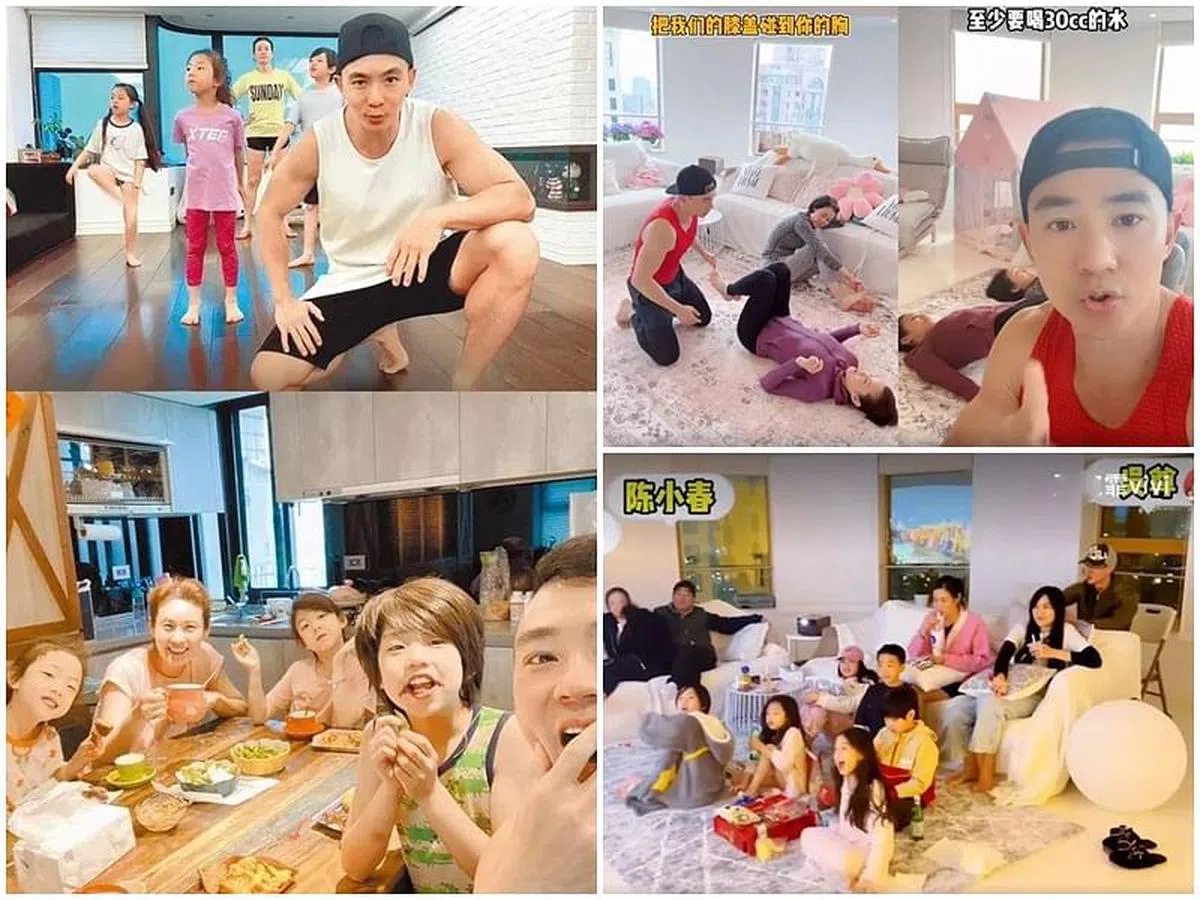 刘畊宏在社媒公开家居内景，包括和陈小春、吴尊三家人在客厅一起看电视。（互联网）