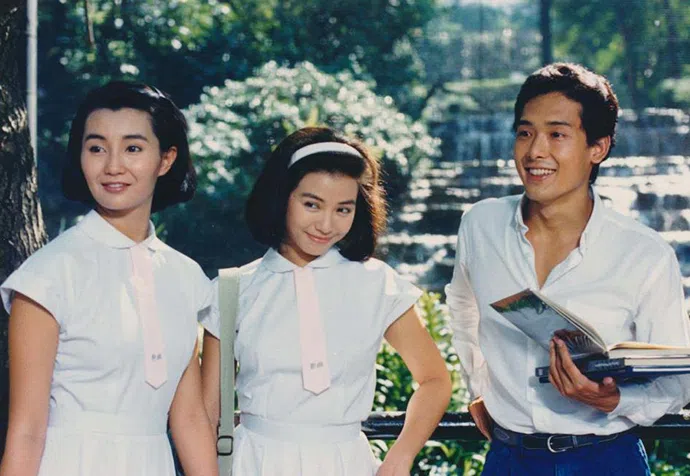 张曼玉（左起）、锺楚红与鹤见辰吾是《流金岁月》电影版男女主角。（互联网）