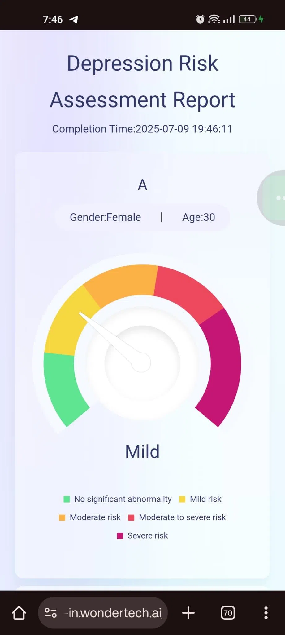 系统最后会给使用者提供一份分析报告。（国立大学医学组织杨文锦思维科学中心提供）