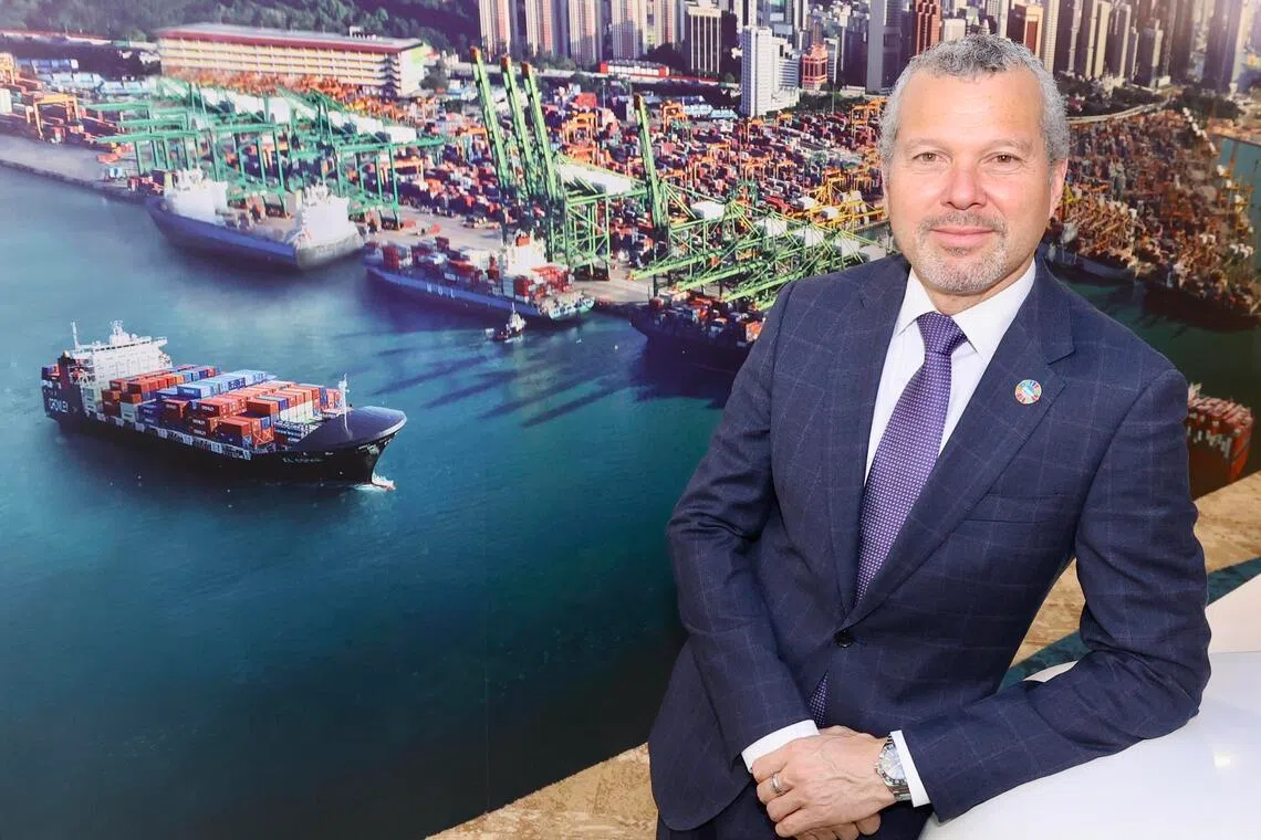 多明格斯还说：“我希望大家都能更大声说出来，即使是区域冲突，一旦把航运业牵扯进来，会对我们所有人造成多么负面的影响。”（邬福梁摄）