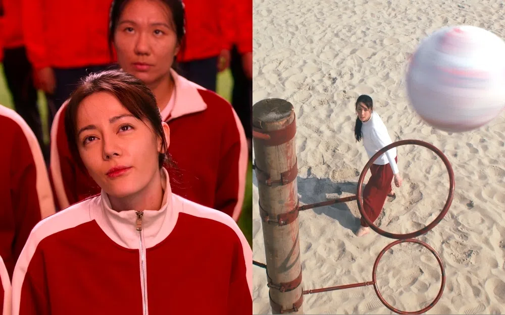 迪丽热巴在《功夫女足》饰演冲锋陷阵，有一身好武艺的前锋钰珑。（创艺电影提供）