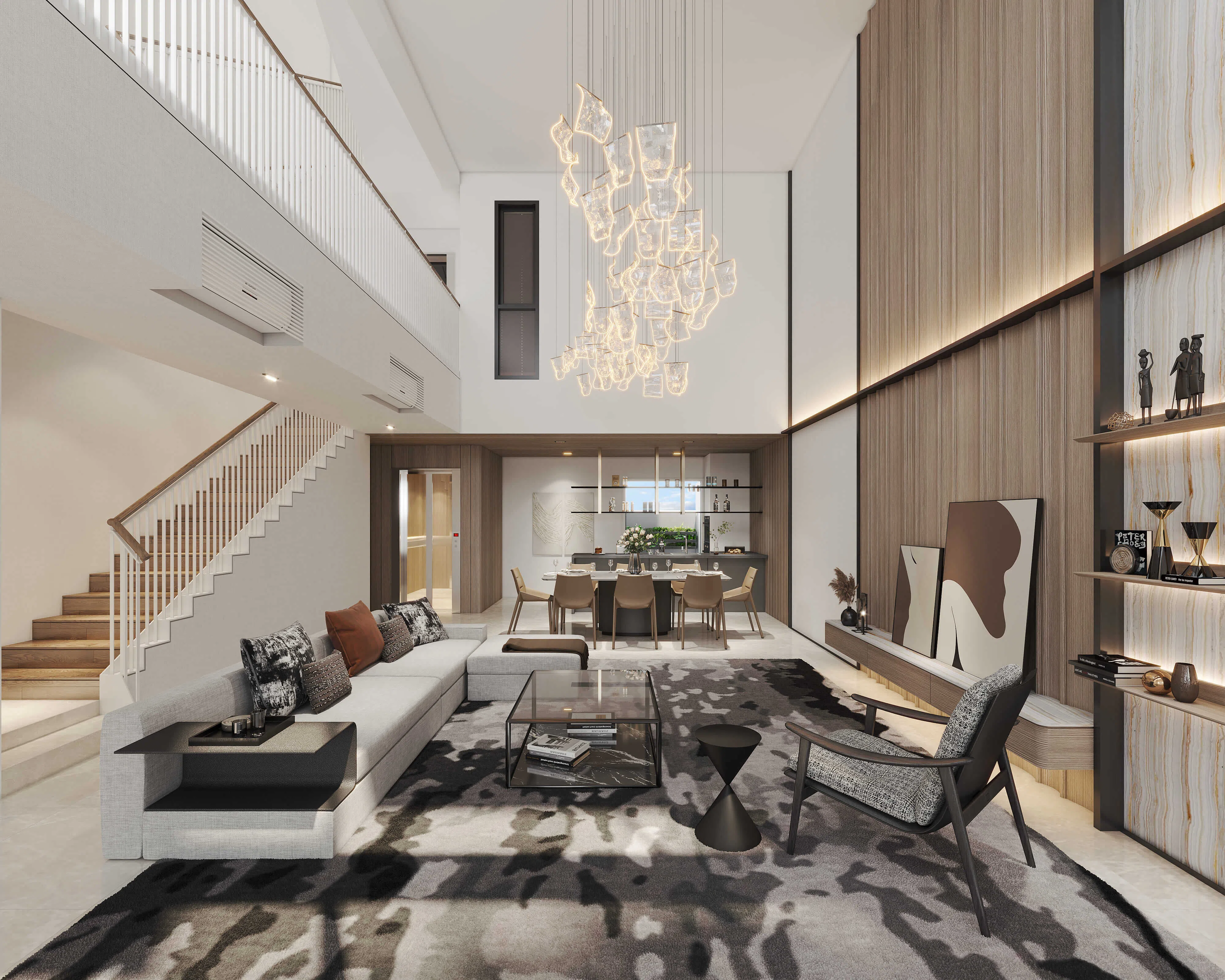 大厅拥有6米高的天花板，让住户拥有明亮通风的客厅和饭厅。（效果图/万国公司提供）