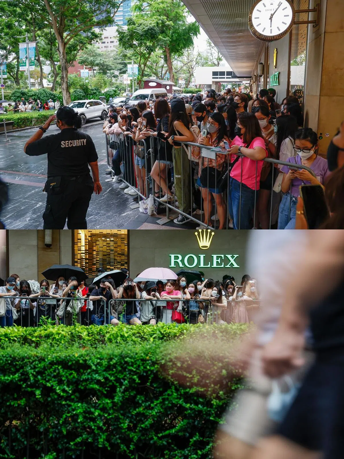 大批粉丝聚集在活动现场外等候偶像。（白艳琳摄）