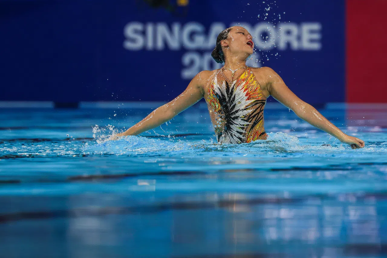 邓睿溪是本届亚锦赛我国唯一的花样游泳健儿。（档案照片）