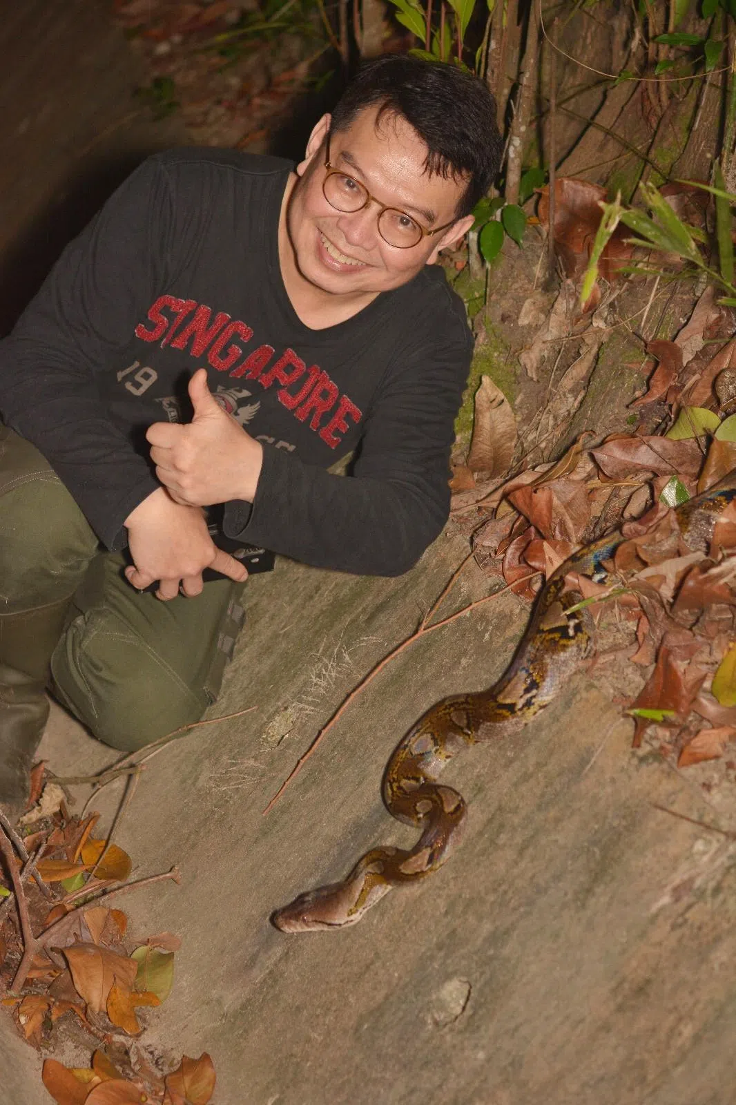 萧俊指出，要找蛇并非易事，原因之一是每个物种的特性不同，有的在白天比较活跃，另一些是夜行动物。（受访者提供）