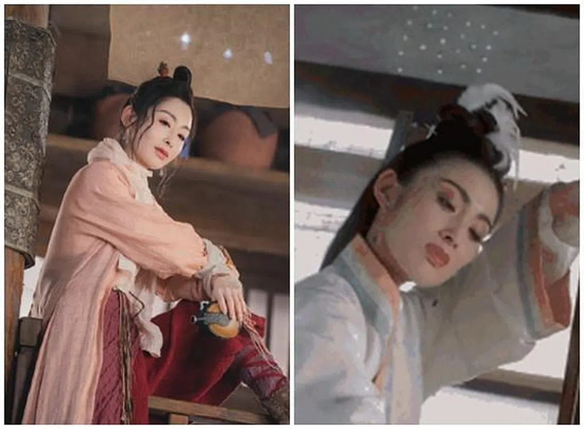 张敏29年后再扮古装（左图），和当年的古装扮相几乎无差别。（微博）