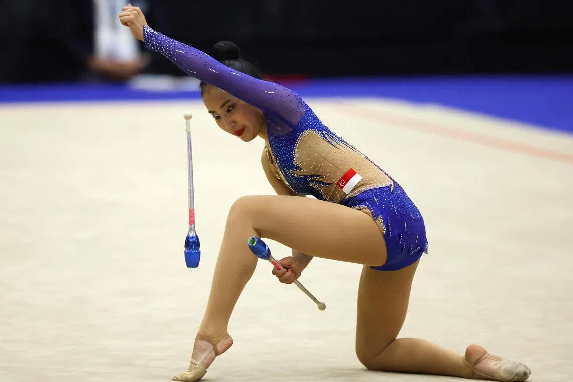 预赛排名第二的杨慧婷接下来将冲击金牌，她的最大对手料是预赛第一的菲律宾选手拉米洛，后者在棒操项目优势明显。（路透社）