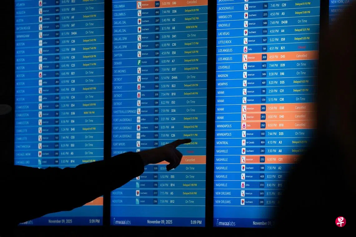 美国航班延误破万创政府停摆以来最高单日纪录| 联合早报