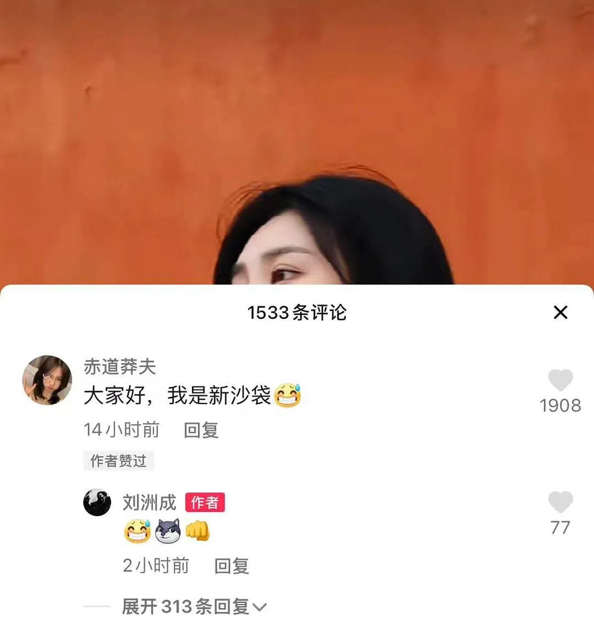 刘洲成在社交媒体抖音上载视频，新女友留言引争议。（图/微博）