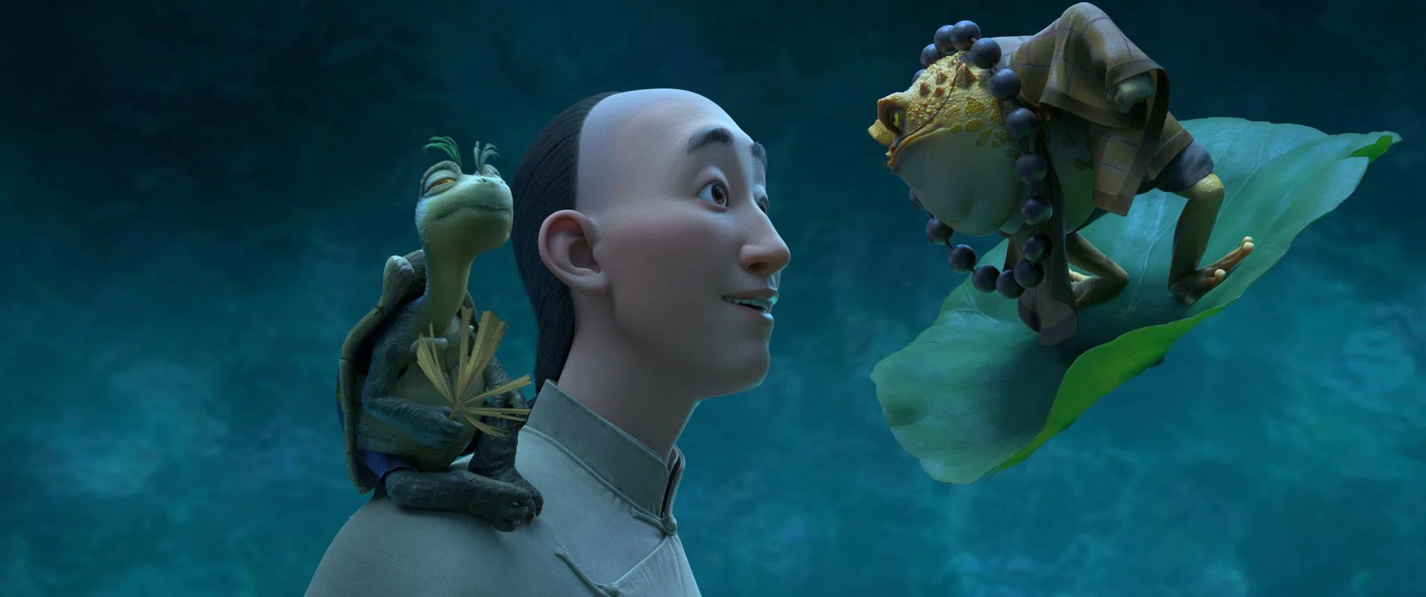 《聊斋：兰若寺，情》故事从蒲松龄（中）遇到灵蟾上人（右）和玄龟子展开。（创艺电影提供）