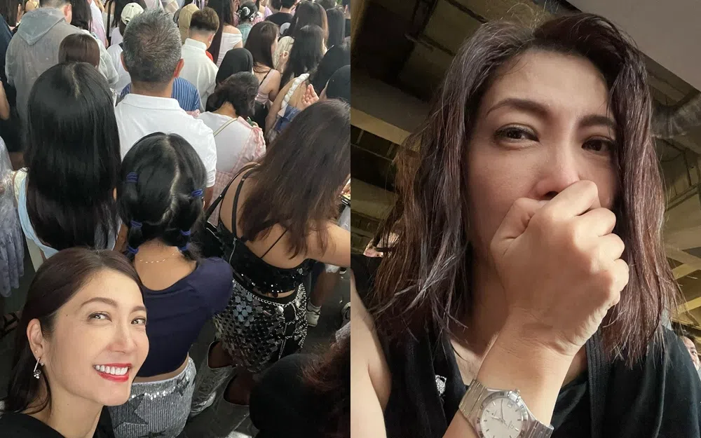 黄碧仁陪女儿看泰勒丝演唱会，当天下大雨，她和家人进入会场时已成为落汤鸡，她在社媒晒出头发乱了的照片。（取自黄碧仁IG）