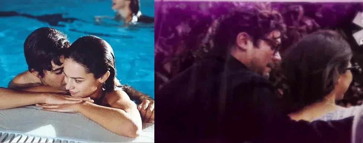 意大利Riccardo Scamarcio与Katy Louise Saunders在2004年合作电影（左图）传出戏假情真，被拍到搭肩约会（右图）。
